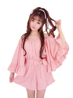 summer soft girl vintage playsuit womens short sleeve elegant rompers one piece pink casual jumpsuit korean sexy kawaii overalls