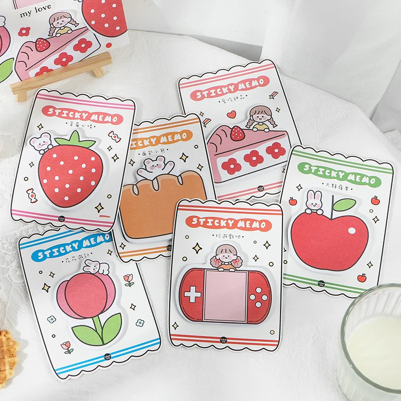 

Memo Pads Sticky Notes Kawaii Cute Strawberry Paper Notepad Daliy Scrapbooking Stickers Office School stationery Tea Party Serie