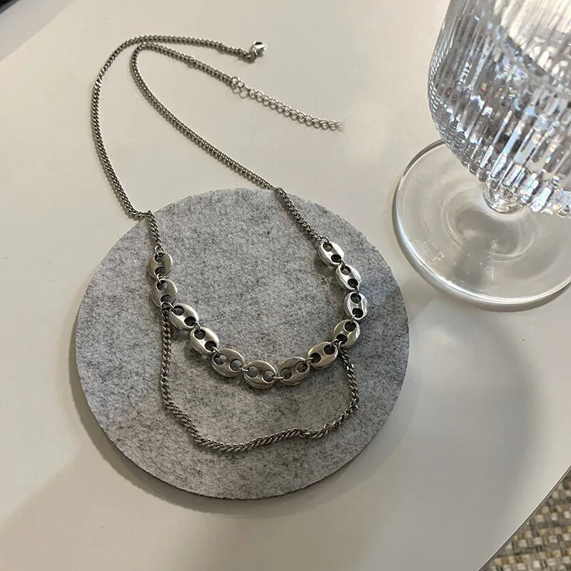 

New Trendy Hip hop Link Tassel Chain Short Necklaces For Women Fashion Punk Silver Color Chain Statement Jewelry Necklaces kolye