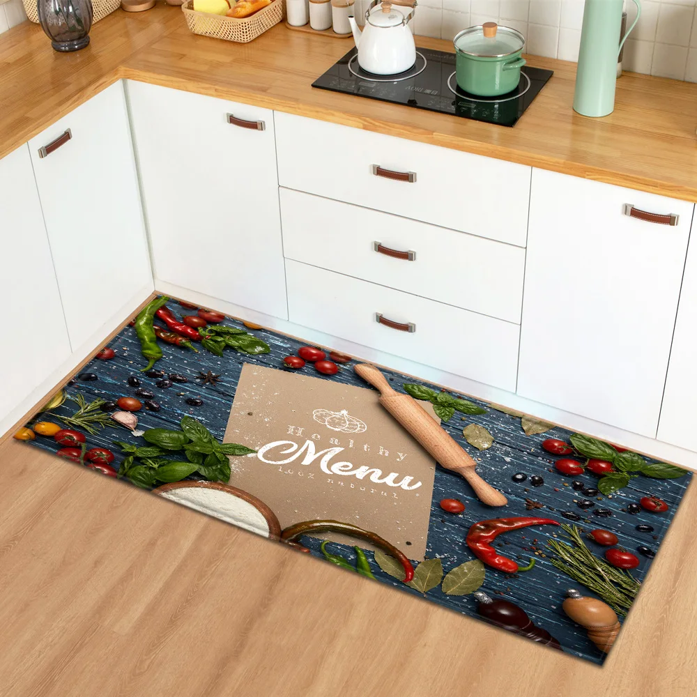 

Entrance Doormat Kitchen Rug Home Hallway Bedroom Bedside Decor Carpet 3D Seasoning Pattern Balcony Bathroom Anti-Slip Floor Mat