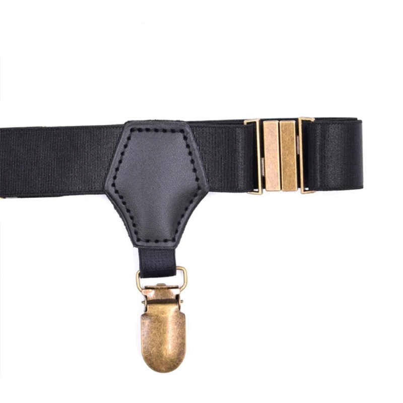 

2021 New Black Socks Suspenders Holder Garters Belt with Double Metal Non-Slip Clips
