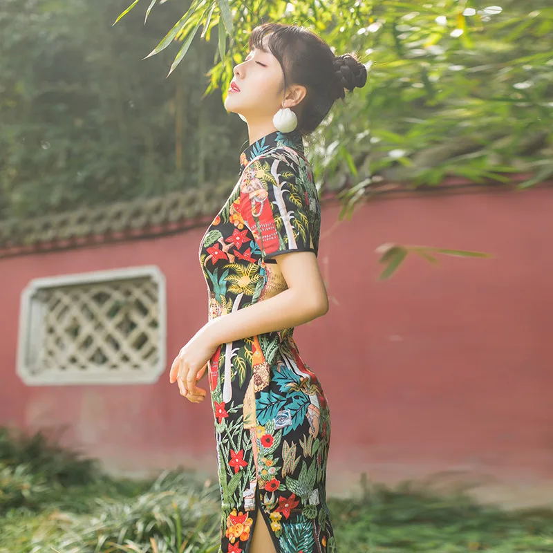 Китайское традиционное платье Чонсам в китайском стиле китайское Женский чонсам