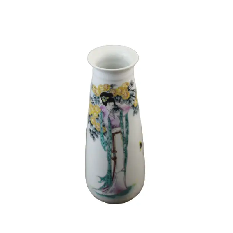 

Chinese Old Porcelain Pastel Painting Ancient Beauty Painting Vase