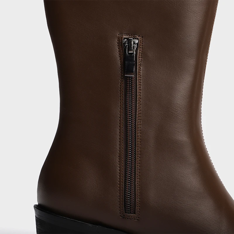 

2020 Winter New Fashion Mid-heel Female Boots Thick heel Pointed Toe Zipper Boots High tube Casual women's boots