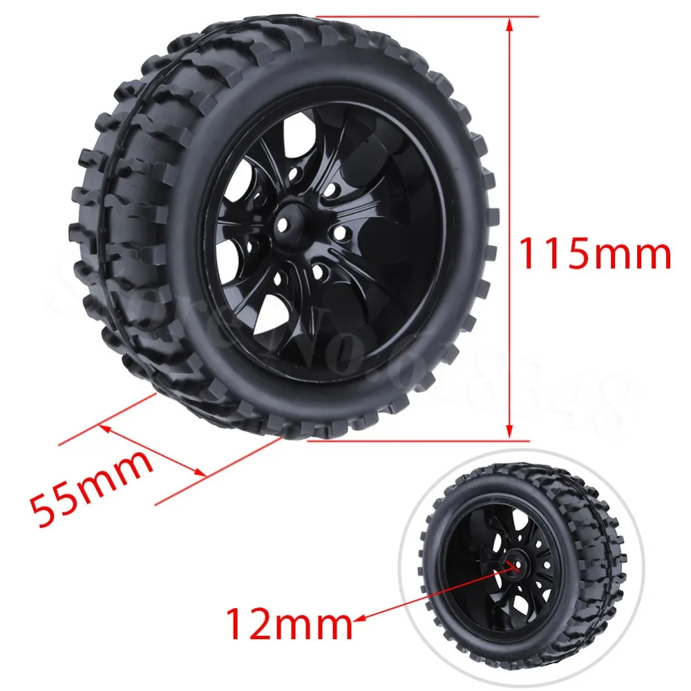4 шт. RC Резиновые шины и колесные диски губчатые вставки 12 мм шестигранные для 1/10