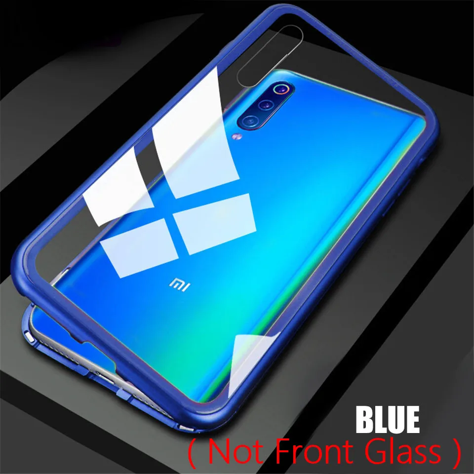 Blue Металлический чехол с магнитной адсорбцией для Xiaomi Redmi mi 9t A3 Lite 9 SE mi CC9E, Задняя стеклянная крышка для Red mi Note 7, чехол Note 6 Pro - Цвет: Blue