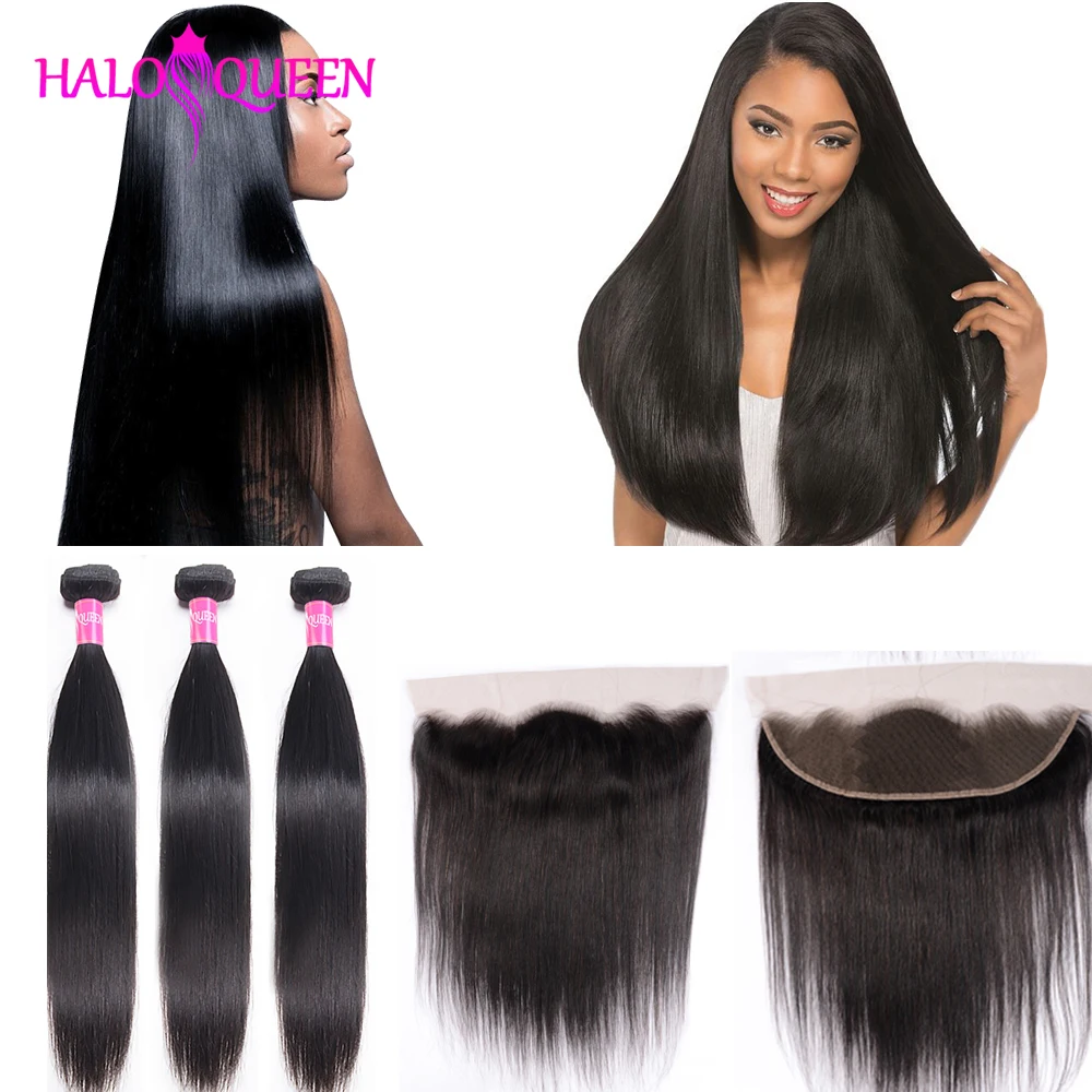 Прямые пучки волос с застежкой малазийские человеческие волосы фронтальной