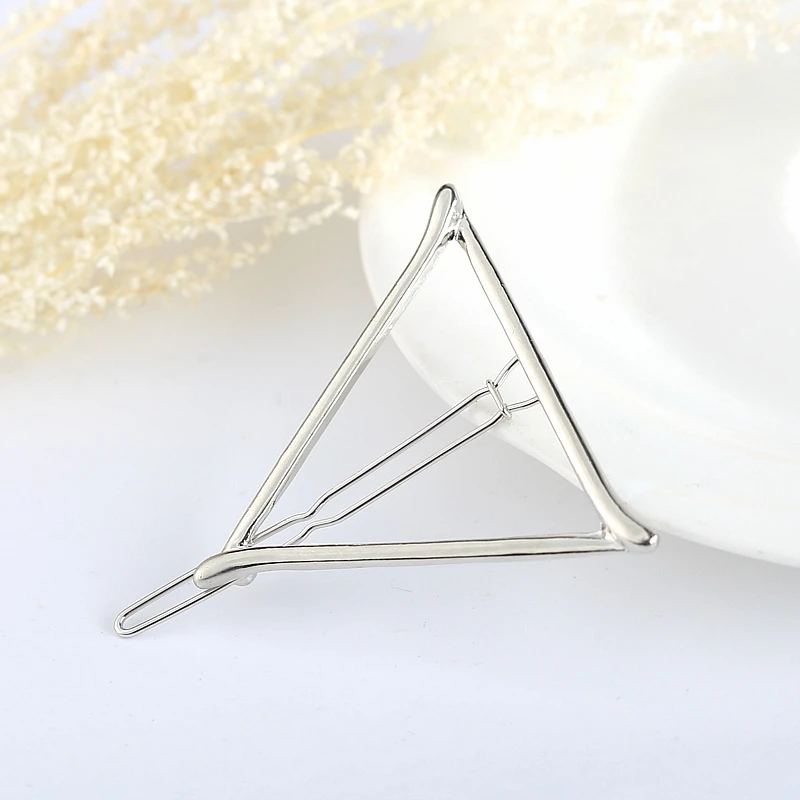 

Fashion Gold Silver Triangle Hair Clips Simple Hairpin For Women Girls Metal Geometric Hair Barrettes Grips Accessories Headwear
