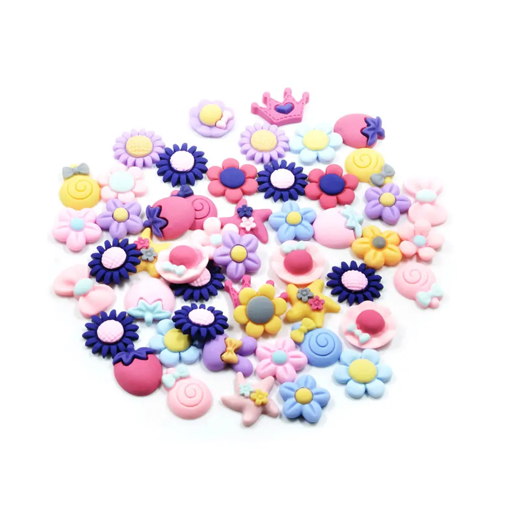 

50Pcs Mixed Kawaii Resin Flatback Cabochon Embellishment Craft DIY Scrapbooking Decoration Kids Girls Hair Bows Accessories