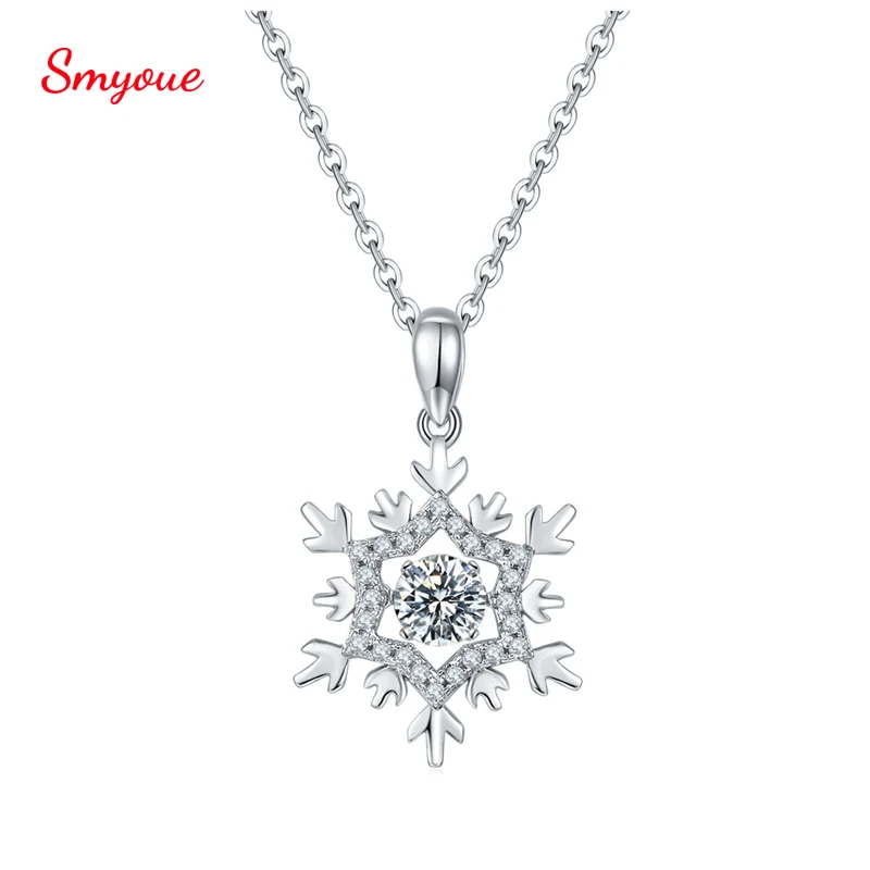 

Smyoue 18K Real D Color 0.5 Carat Moissanite Pendant For Women 925 Sterling Silver Jewellery White Gold Snowflake Necklace
