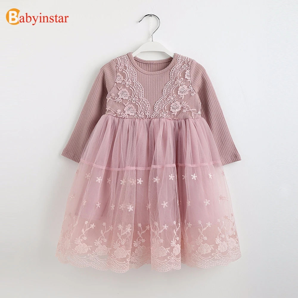 Babyinstar г. Новое платье принцессы для маленьких девочек модная детская одежда кружевное платье с цветочным принтом нарядное платье для девочек