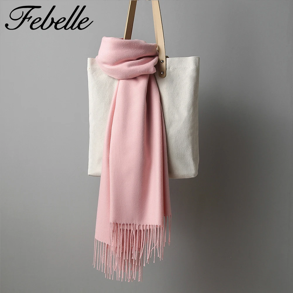 Febelle женский зимний кашемировый шарф однотонные шали и палантины теплая Женская