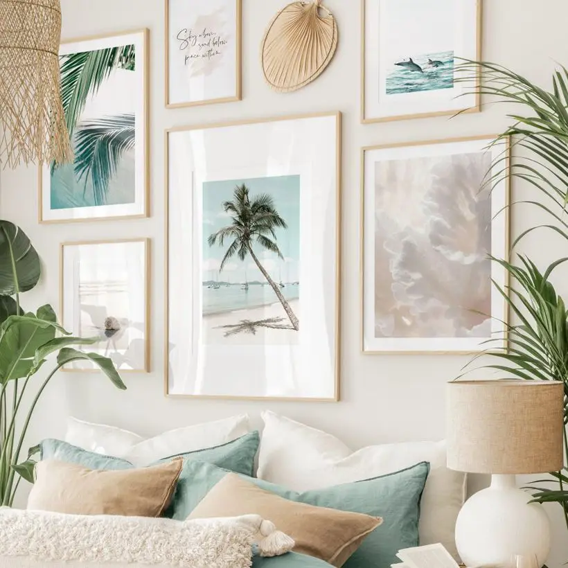 Пляжная ракушка пальма листья дельфинов кораллы цитаты Художественная печать на