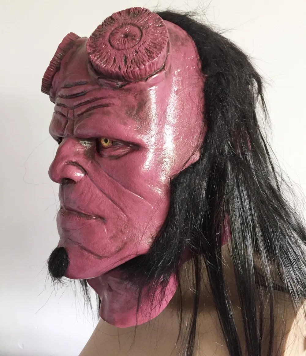 Hellboy маска капюшон Хэллоуин Реалистичные Маски силиконовая Косплей страшная