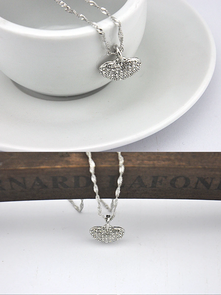 Потрясающая цена посеребренное ювелирное изделие полный кристалл сердце набор