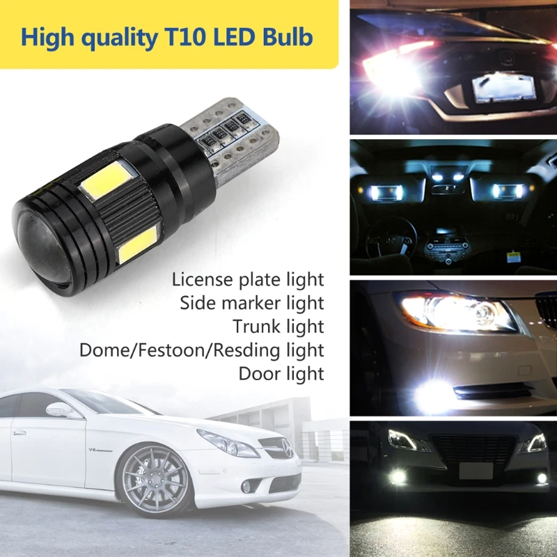 

2021 New 2Pcs T10 W5W 6 LED SMD 5730 Wedge Lights High Power Car LED Parking Fog Lamp 12V