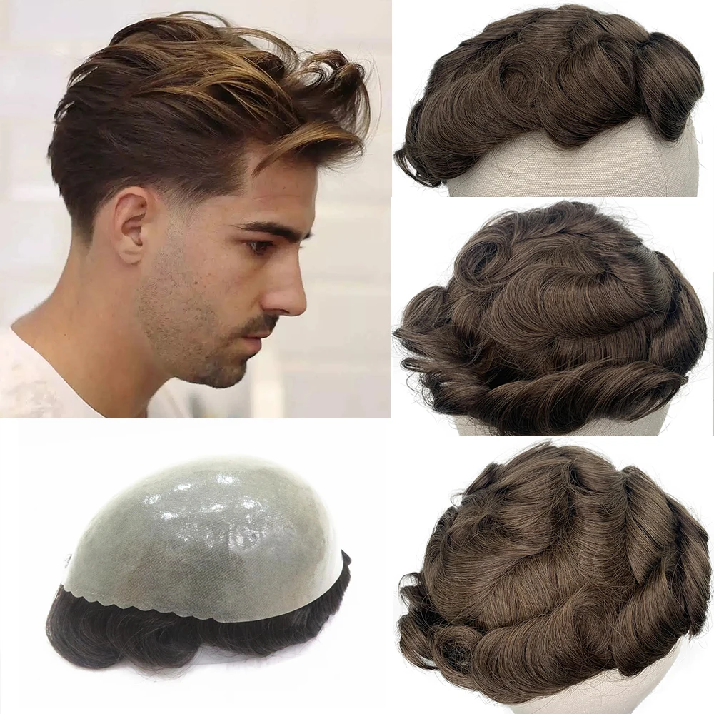 Мужские парики YY из полиуретановой кожи малайзийские волосы Remy сменные мужские t