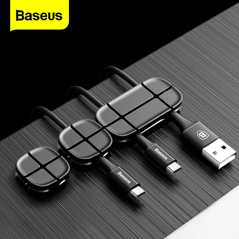 

Baseus Cable Organizer Flexible Silicone USB Cable Winder Wire Cord Management Cable Clip Holder For Mouse Headphone Earphone