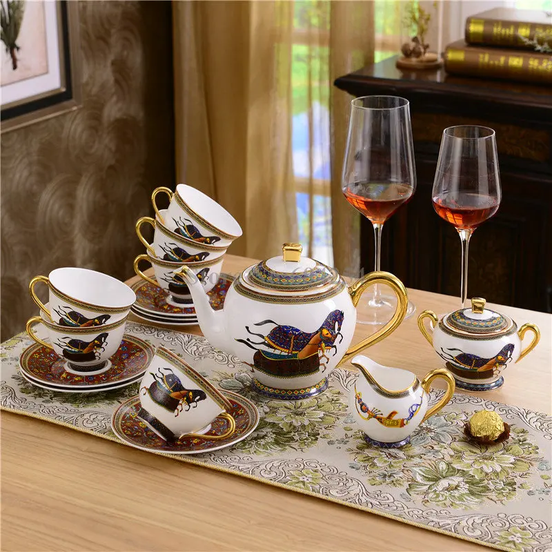 Европейский кофейный набор из костяного фарфора Золотая кофейная чашка