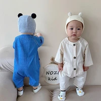 2022 new autumn baby single breasted denim romper for boy infant girl long sleeve jumpsuit fashion toddler clothes 0 24m