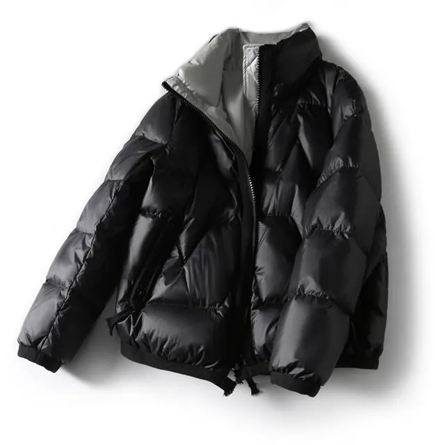 Women Korean Style Cotton-padded Jacket Women 2021 Shiny Down Padded Jacket Loose Stand-up Collar Thick Casual Jacket Parkas OL