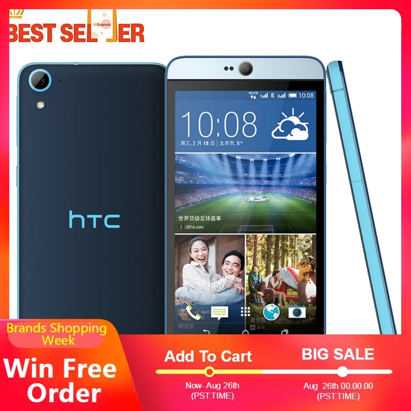 Оригинальный мобильный телефон htc Desire 826 W Восьмиядерный экран 5 дюйма 2 Гб ОЗУ 16 ПЗУ две sim карты камера 13 МП
