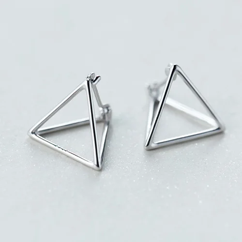 1 Pair Silver Trusta, 925 пробы, серебряные серьги, 3D треугольная серьга-гвоздик, 1 пара, для женщин, девушек, модное ювелирное изделие, DS1274 - Окраска металла: 1 Pair Silver