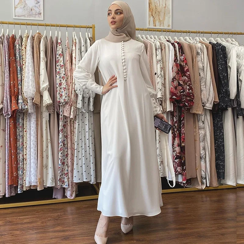Турецкий Марокканский Арабский белый халат, элегантное платье Рамадан с бисером и талией, элегантная шифоновая африканская длинная юбка