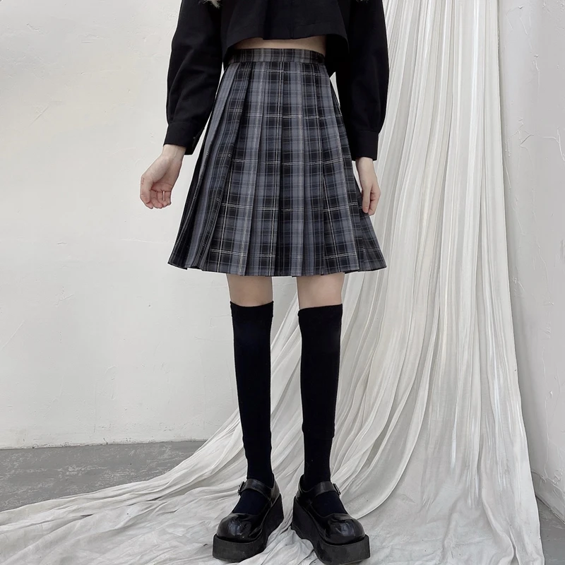

POUNGDUDU 2021 Women Skirts Mini Pleated Skirt JK Harajuku Student Dance Plaid Sweetown Female Preppy Korean Style High Waist
