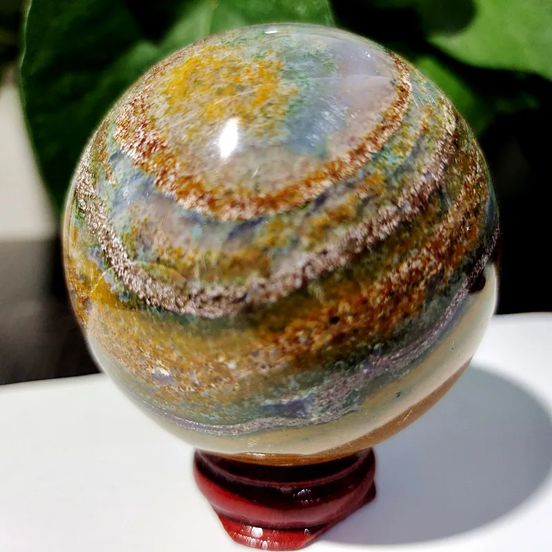 

Decorative ball natural stone ocean jasper crystal ball home decoration feng shui energy healing ball