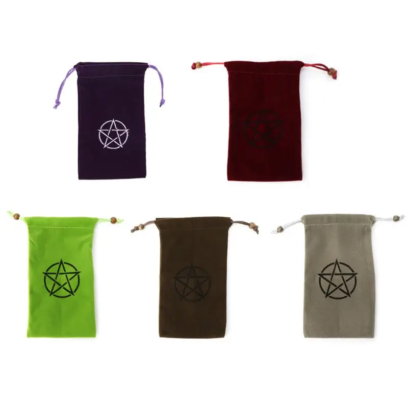 

Velvet Pentagrams Tarots Bag Board Game Card Embroidery Drawstring Package T8NC