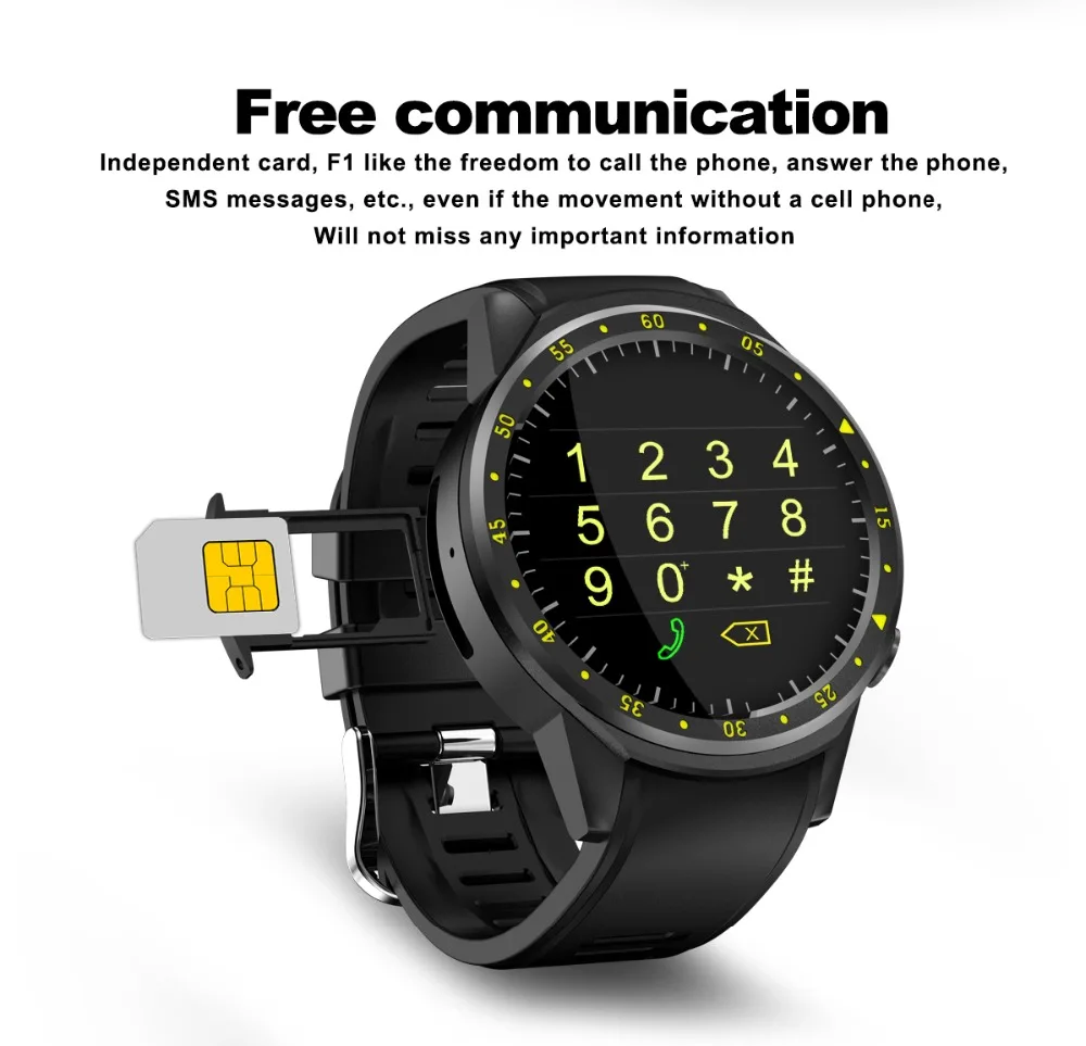 F1 GPS Sports Smartwatch Phone Bluetooth Heart Rate Sleep Monitor Smart Watch Support Sim TF Card Camera Multi Sports Model