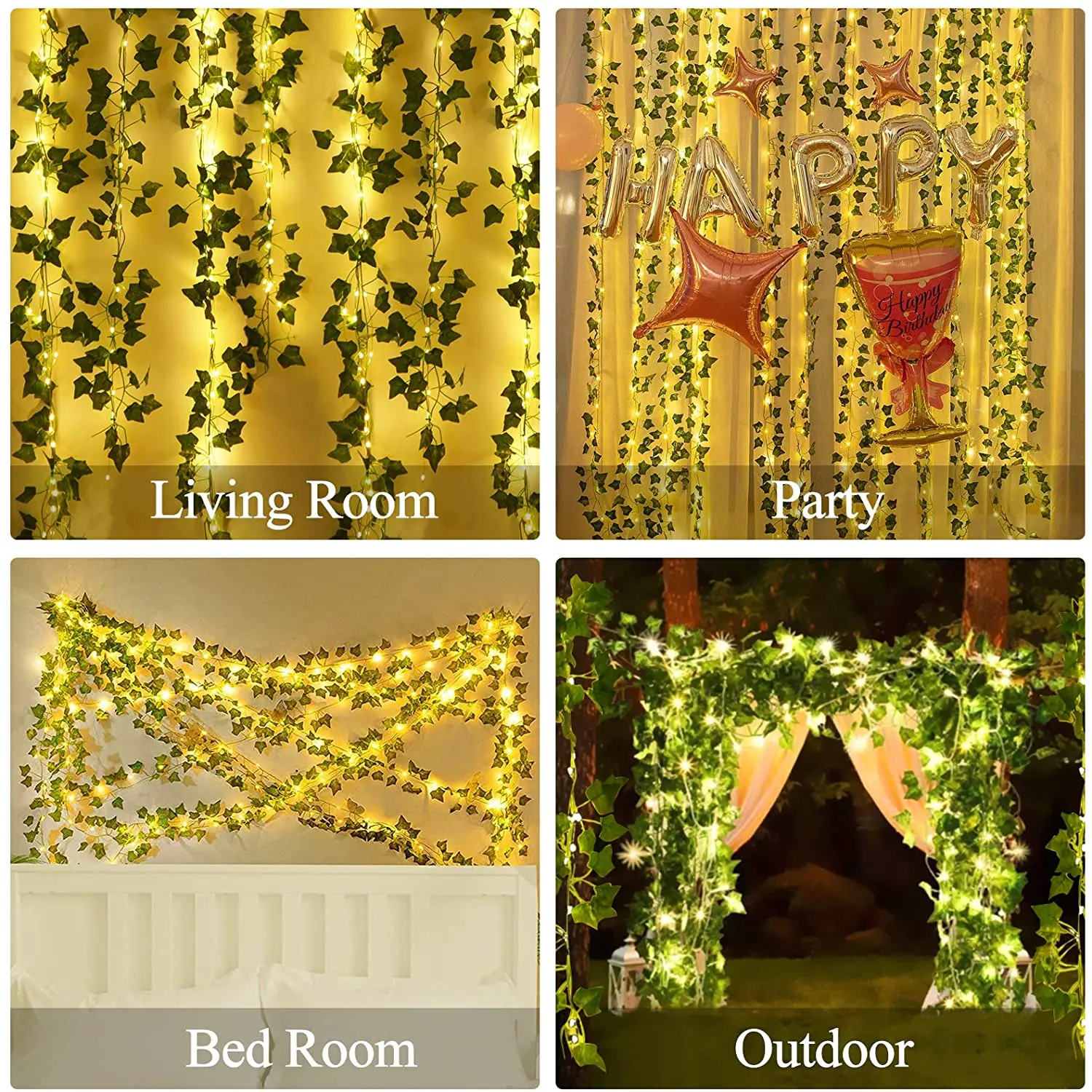 12PCS 26M/84FT Artificial Plants WITH 100LED Home Decor Hanging Vines Fake Leaf Garland Leaves Diy For Wedding Party Bathroom - купить по