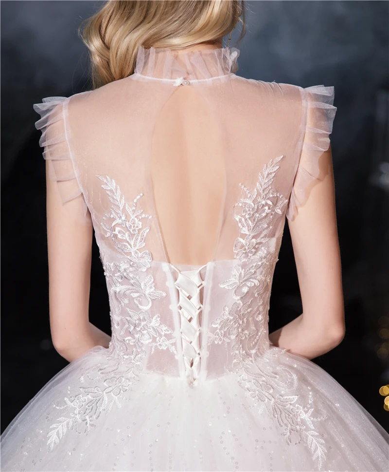 Женское винтажное свадебное платье кружевное без рукавов с рюшами и роскошной