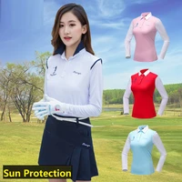 2019 spring and autumn golf sportswear womens long sleeve t shirt quick dry breathable tops lapel collar golf shirt clothing