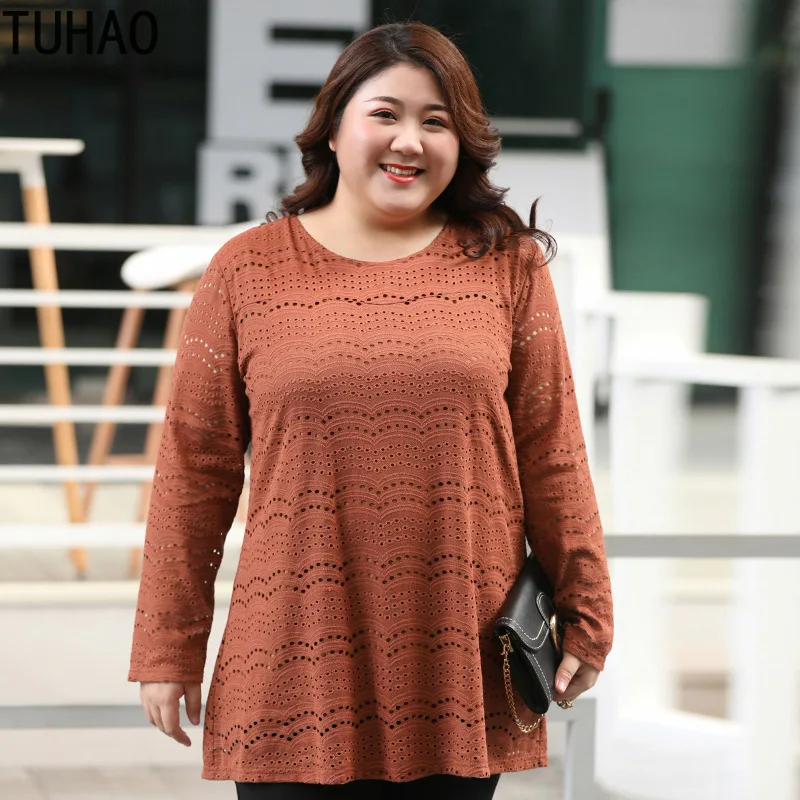 TUHAO, большие размеры, 7XL, 6XL, 5XL, офисные женские блузки, женская блузка с длинным рукавом, хлопковая, с вырезом, повседневные рубашки, женские топы