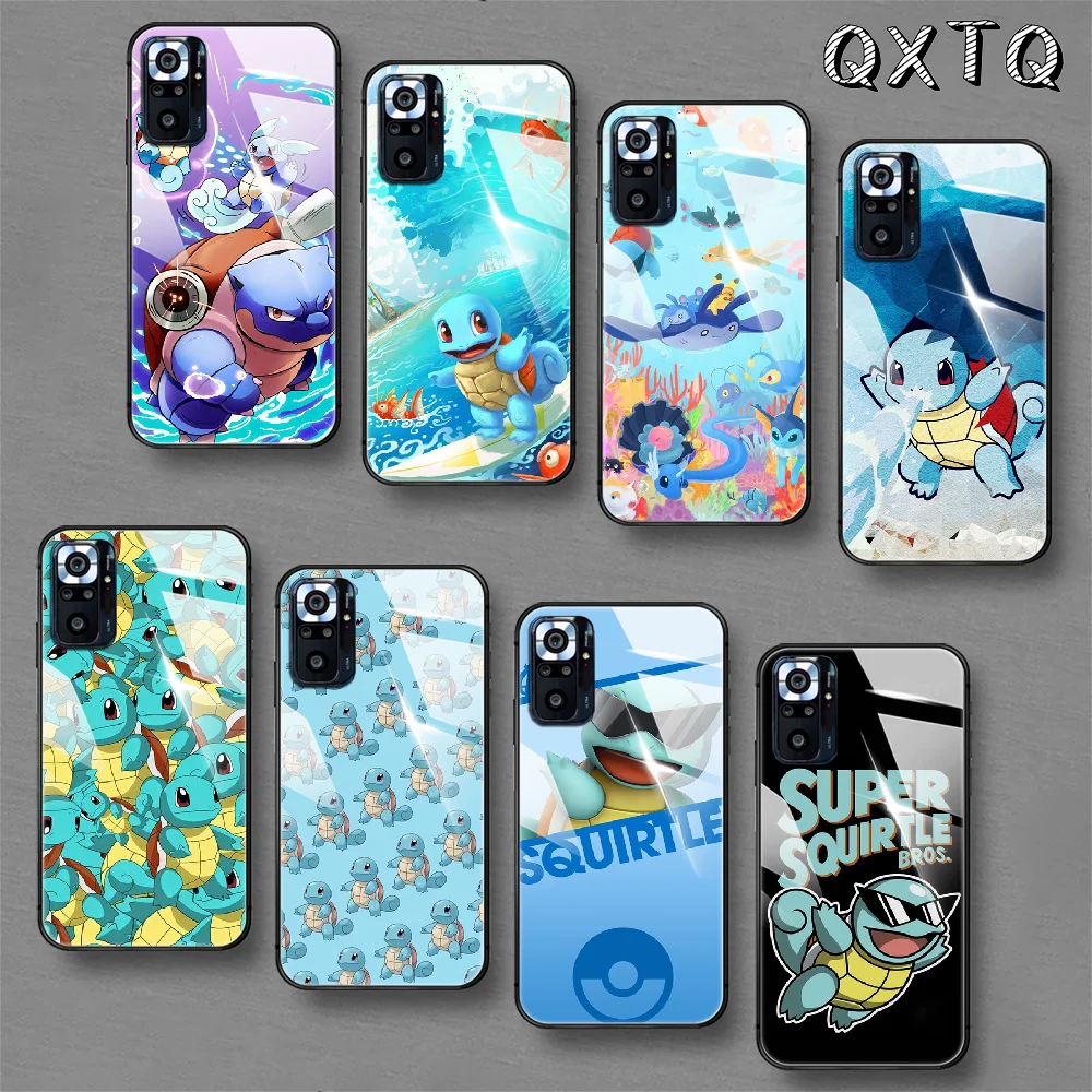 

Squirtles-Turtle-Anime Tempered Glass Smart Phone Case For Xiaomi Redmi Note 7 8 9 10 K 30 40 S A C T 5G Pro Cover Cell Black