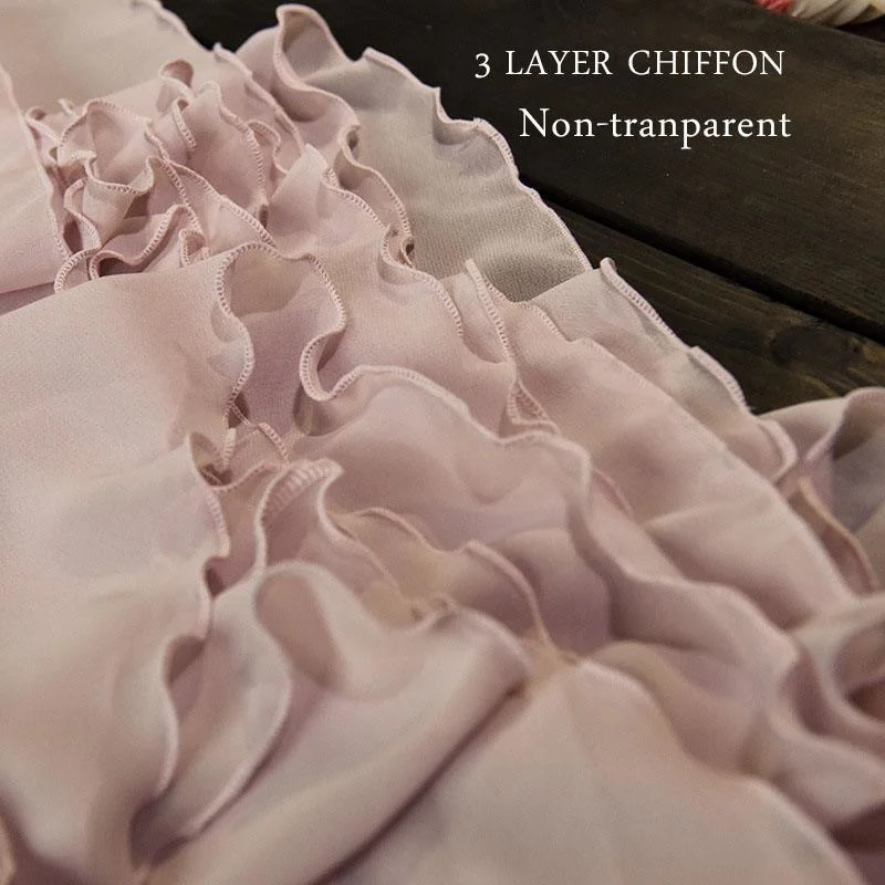 

3 Layer Chiffon Long Skirts For Women Elegant Casual High Waist Boho Style Beach Maxi Skirts Saias 80/90/100cm 2021 Spring SK273