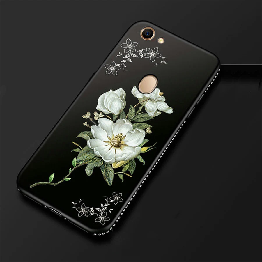 3D цветок Стразы чехол для OPPO A59 F1 S A77 F3 A73 F5 R11S Lite Мягкая силиконовая задняя