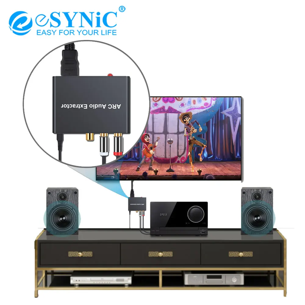 ЦАП-преобразователь eSYNiC 192 кГц HDMI-совместимый аудиовывод RCA L/R коаксиальный SPDIF 3 5
