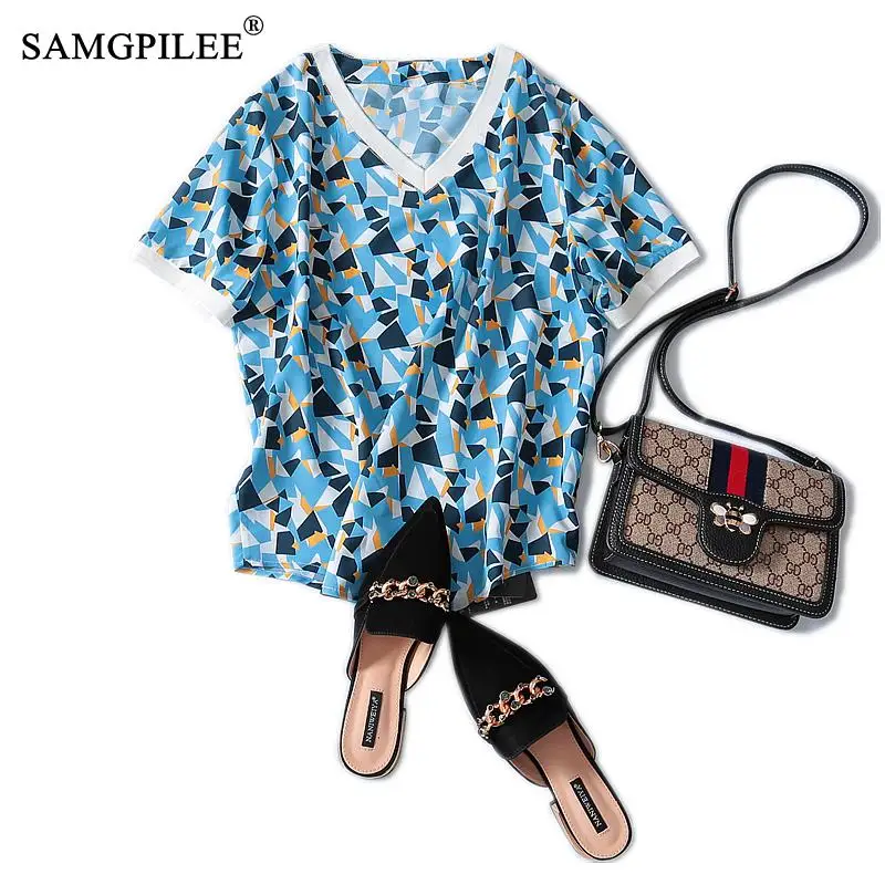 Модная футболка с v образным вырезом и коротким рукавом принтом пентаграммы