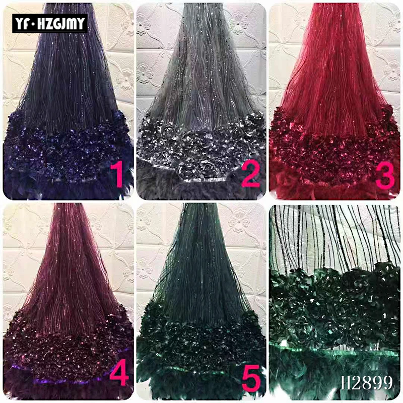 

High Quality Nigerian Wedding Lace Fabric white Latest African Laces French Net Lace Fabric With feather for Dress A2899