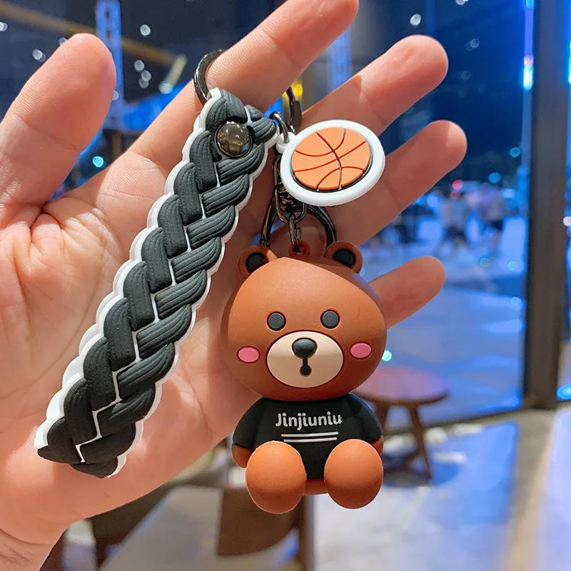 

Cartoon Bear Slicone Keychain Anime Cute Couple Car Bag Key Ring Small Fresh Creative Gift Fashion Jewelry Keychain Accessories