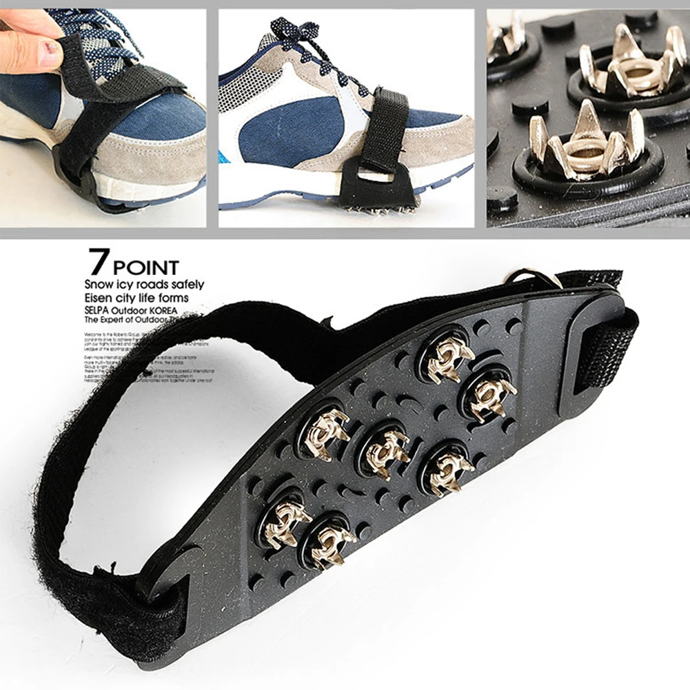 Фото 7-Stud Shoe Cover Universal Magic Sticker Camping Winter Antiskid Crampons Outdoor Spike Sports Climbing Ice Cleats Gripper Snow Обувь 7-Stud Shoe Cover Universal Magic Sticker Camping Winter Antiskid Crampons Outdoor Spike Sports Climbing Ice Cleats Gripper Snow Обувь