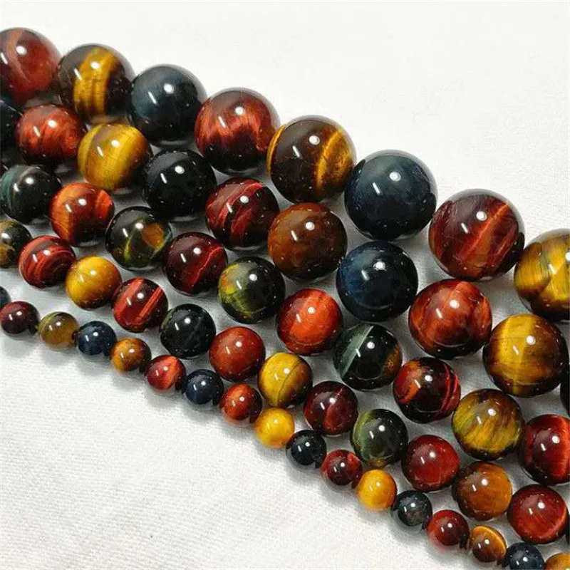 

Multi Color Tiger Eye Round Loose Beads for Jewelry Making DIY Bracelet Accessories