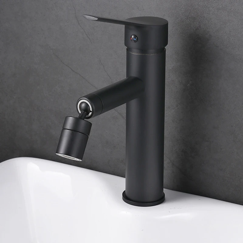 

Vanity Brass Faucets Deck Mounted Hot and Cold Wash Basin Mixer Taps Household Matte Black Crane Kitchen Universal Spout Faucet