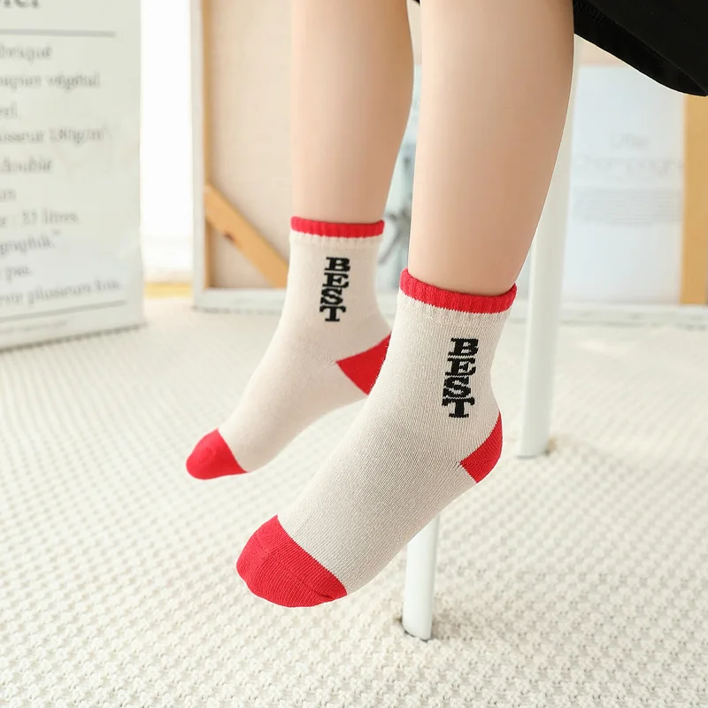 5 пар/лот хлопковые мягкие носки для маленьких девочек и мальчиков с буквенным