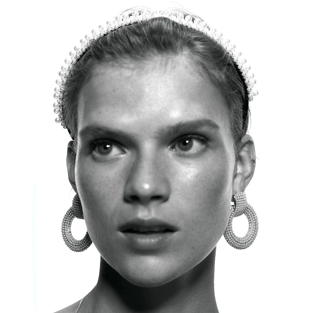 Серьги-подвески ZA с искусственным жемчугом массивные круглые квадратные