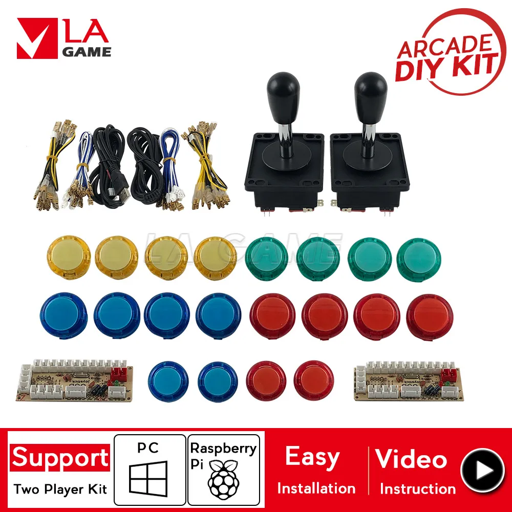 

Комплект для самостоятельной сборки с 2 игроками, контрольный Usb-кодировщик для ПК Rasberry Pi, светодиодная Кнопка Sanwa, комплект из 30 мм, аркадный ...