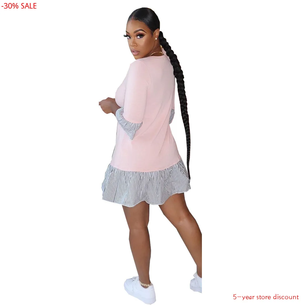 Женское платье с О-образным вырезом мини-платье в стиле пэчворк модель 2020 |